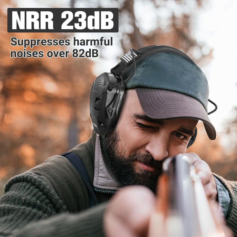 PYBBO Shooting Ear Protection with Gel Ear Pads, NRR 23dB Active Noise Reduction & 3X Sound Amplification Gun Range Earmuffs - Image 4